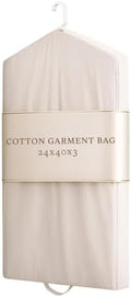 Luxury Cotton Garment Storage Bag, 24x40 Inch, Breathable Washable Reusable, for Hanging Clothes Short Dresses Jackets Suits, Fits 3 Hangers, Zipper Window (1, 24x40x3) by ForeverCotton