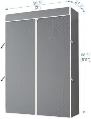 VIPEK Dustproof Zippered Polyester Fabric Cover, Sturdy, Wrinkle Resistance, Breathability Keep Garments Dry, Only Fit to VIPEK V1/R3/R3L Clothing Rack, 36.6"x17.3"x68.9", Gray - Image 6