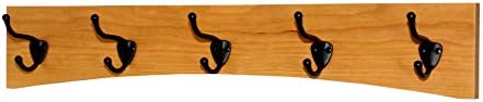 Solid Cherry Arched Wall Mounted Coat Rack Bronze Hat & Coat Hooks- Made in The USA (Cherry, 15" x 4.5" with 3 Hooks) - Image 3