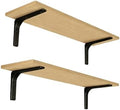 DINZI LVJ Long Wall Shelves, 31.5Inch Wooden Wall Mounted Shelves, Set of 2 by DINZILVJ