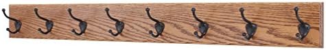 PegandRail Oak Wall Mounted Coat Rack with Bronze Hooks 4.5" Ultra Wide (Chestnut, 52" x 4.5" with 10 Hooks) by PEG+AND+RAIL
