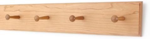Cherry Shaker Peg Rack 4.5" Extra Wide (Natural, 23" x 4.5" with 4 pegs) by PEG+AND+RAIL
