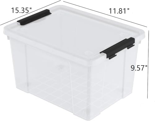 24 Quart Plastic Clear Storage Box with Wheel, 4-Pack Bin with Lid - Image 3