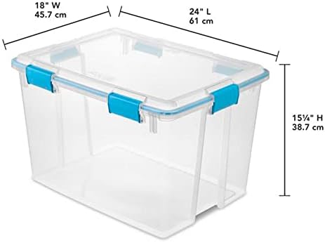 Sterilite 80 Qt Gasket Box, Stackable Storage Bin with Latching Lid and Tight Seal, Plastic Container to Organize Basement, Clear Base and Lid, 1-Pack - Image 6