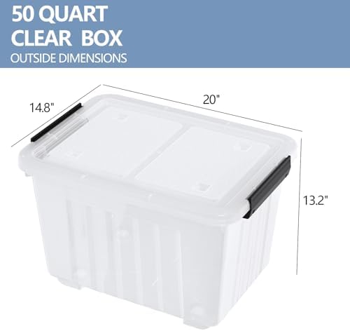 Zopnny 50 Qt Stackable Plastic Storage Bins with Lids, 4 Pack - Image 2