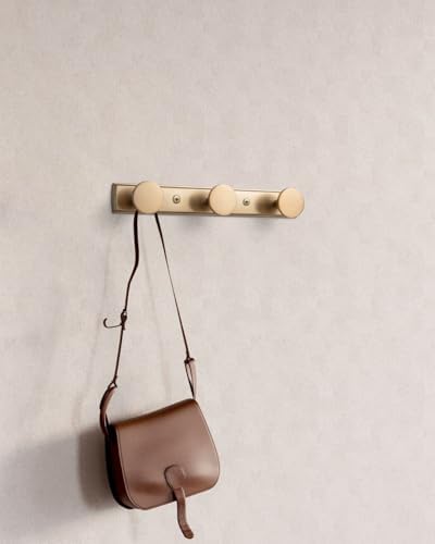 Goo-Ki Champagne Bronze Coat Rack Wall Mount with Escutcheon Backplate, Heavy Duty Zinc Coat Hooks Wall Mounted, Modern Soft Gold Hat Hanger and Towel Rack for Entryway, Mudroom, and Bathroom(3 Hooks) - Image 4