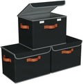 Univivi Fabric Storage Cubes with Lids, Stackable Storage Box, Black, 3 PCS by Univivi
