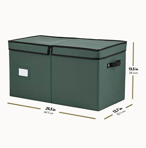 ZOBER Christmas Ornament Storage Box - Stores 128 3" Ornaments with Individual Trays - Tear Proof 600D Oxford Fabric - ornament organizer storage box, Durable Christmas Containers Holder - Green - Image 6