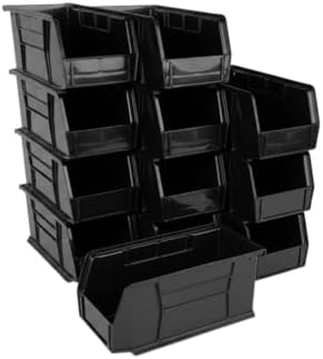 HE HUDSON EXCHANGE 11" x 5.5" x 5" (12 Pack) Plastic Stackable Storage Bin, Black by HudsonExchange