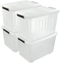 Clear Large Storage Bins with Lids and Wheels, 70L, 4-Pack by Waikhomes