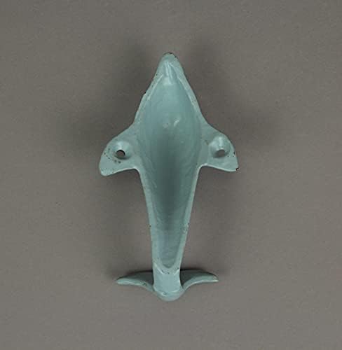 Zeckos 4 Piece Distressed Finish Cast Iron Dolphin Wall Décor Towel/Coat Hook Set Coastal Colors - Image 4
