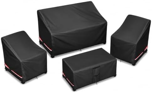 Waterproof Outdoor Patio Furniture Covers 4 Piece Set,L-Large,Black by Unknown
