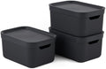 Jive Dekobox Set of 3 5 L Storage Boxes with Lids, Plastic (Recycled PP), Dark Grey, 3 x 5 L (26.5 x 18.5 x 20 cm), Darkgray by Rotho