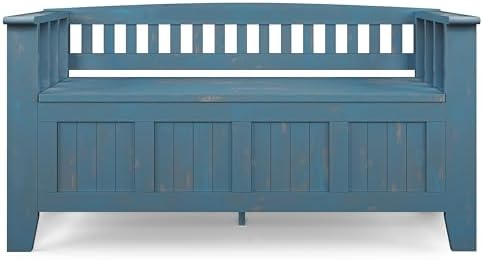 SIMPLIHOME Acadian 48" Wide Solid Wood Storage Bench in Coastal Blue - Image 5