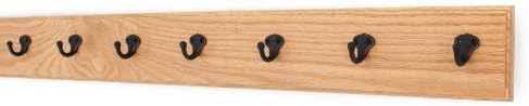 PegandRail Oak Wall Mounted Coat Rack with Aged Bronze Singular Style Hooks 4.5" Ultra Wide (Natural, 36" x 4.5" with 7 Hooks) by PEG+AND+RAIL