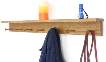 Oak Shaker Peg Rack with Shelf (Golden Oak, 18" with 3 pegs) - Image 3