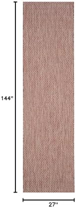 SAFAVIEH Washable Rug Outdoor Courtyard Collection - 2'3" x 12' Runner, Red & Beige, Non-Shedding & Easy Cleaning, Ideal for Patio, Entryway, Mudroom, Hallway, Kitchen (CY8521-36521) - Image 2