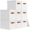 Homsorout Storage Bins with Lids - Fabric Storage Baskets for Shelves, 8 Pack Foldable Decorative Boxes with Handles, Stackable Organizer Bins for Home, Nursery, Dorm, White by Homsorout