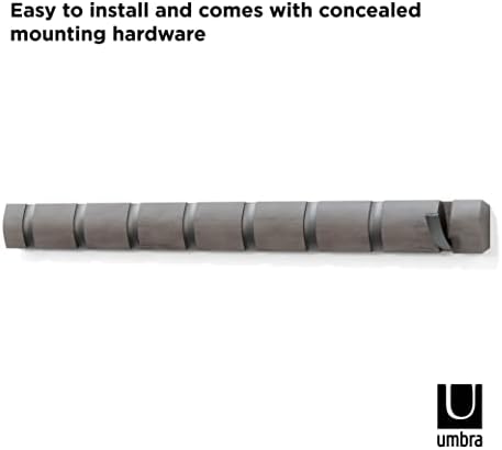 Umbra Flip Coat Rack, Wall Mount 8-Hook, Space Saving, Grey/Pewter - Image 5