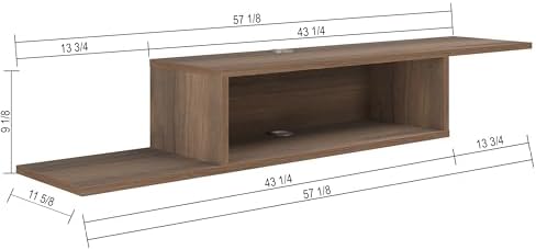Atelier Mobili Floating TV Stand for Up to 65 Inch TVs – Wall Mounted Floating Shelf for Under TV, Entryway Organizer & Bedroom Vanity – Multi-Purpose Storage & Display Console (Walnut, 57INCH) - Image 2