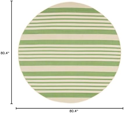 SAFAVIEH Washable Rug Outdoor Courtyard Collection - 6'7" Round, Green & Beige, Non-Shedding & Easy Cleaning, Ideal for Patio, Backyard, Mudroom (CY6062-244) - Image 2