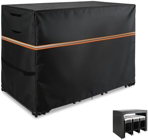 Patio High Top Dining Set Cover, 74" L x 38.5" D x 41" H,Black by Unknown