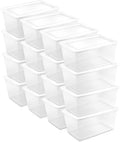 Sterilite 16 Pack Storage Box, 90 Quart Stackable Tote, Clear Plastic Container with Secure Snapping Lids for Home and Office Organization, White by Sterilite