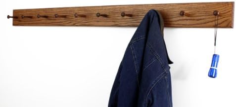Solid Oak Xtra-Wide Shaker Peg Rack -Made in The USA - Chestnut Stain 41 x 4.5 Inch Xtra Wide with 7 Pegs - Image 4
