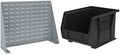 Akro-Mils 28"x8"x20" Steel Louvered Panel Work Bench Storage Rack with 6-Pack of 11 x8 x7 AkroBins Stackable Plastic Storage Bins (Black), Organization Bundle for Garage, Workshop, Classroom by Akro-Mils
