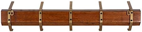 Kate and Laurel Rossmore Modern 5 Hook Shelf, Walnut and Gold, Mid-Century Coat Rack - Image 5