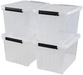 Wekioger 4 Pack Plastic Storage Box on Wheels, 32 Quart Latch Container Bin by Wekioger