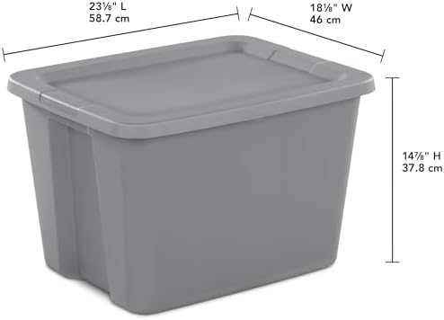 18-Gallon Plastic Storage Bins with Snap-on Lids – 8-Pack, Home Organization Essential (Light Gray) - Image 2