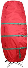 Sattiyrch Upright Christmas Tree Storage Bag,Fits Up to 9 ft Tall Artificial Tree,Heavy Duty 600D Canvas Red Christmas Tree Storage Container with Sleek Zipper and Durable Handles (9 FT) by Sattiyrch