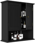 Smuxee Black Wall Cabinet, Small, 2-Door Medicine Cabinet with Adjustable Shelves, Over Toilet, For Kitchen and Laundry Rooms by Smuxee