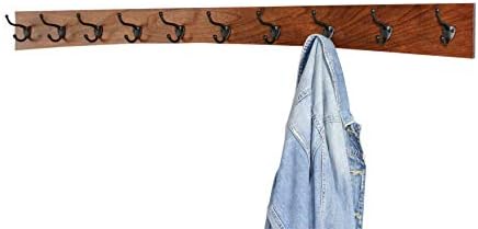 Solid Cherry Arched Wall Mounted Coat Rack Bronze Hat & Coat Hooks - Made in The USA (Mahogany, 25.5" x 4.5" with 5 Hooks) - Image 3