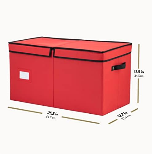 ZOBER Christmas Ornament Storage Box - Stores 128 3" Ornaments with Individual Trays - Tear Proof 600D Oxford Fabric - ornament organizer storage box, Durable Christmas Containers Holder - Red - Image 6