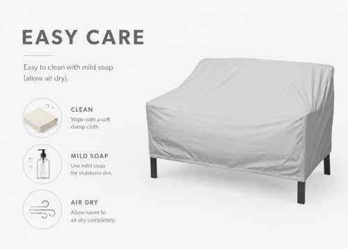 Treasure Garden Loveseat Cover, 300D Polyester Outdoor Deep Seating Sofa Cover, Water Resistant, UPF50+ UV Protection, Elastic Hem, Spring Cinch Lock, Built-In Pouch & Storage Bag, Gray - Image 7