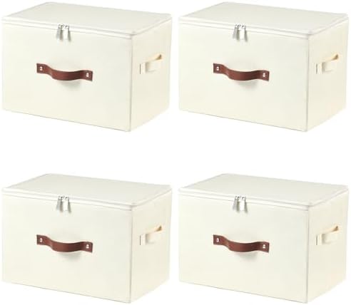 4PCS Storage Bins with Zipper Lids Decorative Lidded Basket Box by VinneGenzz