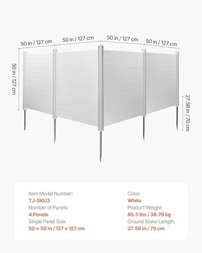 VEVOR Outdoor Privacy Screens 50" W x 50" H 4-Panel Air Conditioner Fence - Image 7