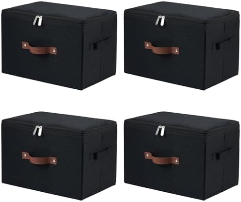 4PCS Storage Bins with Zipper Lids Decorative Lidded Basket Box by VinneGenzz