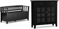 SIMPLIHOME Acadian 2-Seater Storage Bench and Cabinet Set in Black by SimpliHome