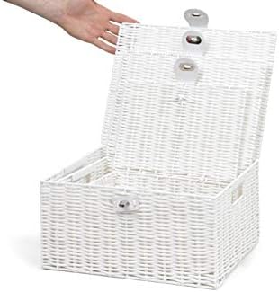 ARPAN Set of 3 Resin Woven Utility Storage Basket Box With Lid & Lock (White) - Image 5