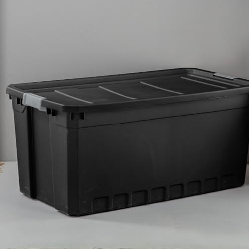 Sterilite 12-Pack Plastic Storage Bins with Lids, Stackable Containers, 50 Gallon, Black - Image 5