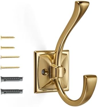 khtumeware Vintage Wall Hooks,10 Pack Coat Hooks Hardware Towel Hooks for Hanging Coats Champagne Bronze Robe Hooks Wall Mounted with Screws for Key, Towel, Bags, Cup. by khtumeware