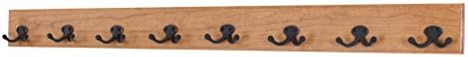 Solid Cherry Wall Mounted Coat Rack - Oil Rubbed Bronze Double Style Coat Hooks - Made in the USA (Cherry, 41" x 3.5" with 8 Hooks) by PEG+AND+RAIL