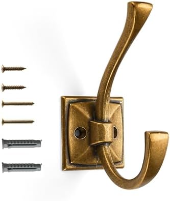 khtumeware Vintage Wall Hooks,10 Pack Coat Hooks Hardware Towel Hooks for Hanging Coats Antique Brass Robe Hooks Wall Mounted with Screws for Key, Towel, Bags, Cup. by khtumeware