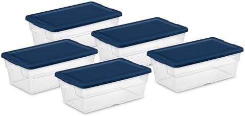 Sterilite Stackable 6 Quart Home Storage Box with Handles and Lid for Efficient, Space Saving Household Storage and Organization, (10 Pack) - Image 2