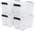 Zopnny 30 Qt Stackable Storage Bins with Lids, Clear Box and Wheels, 4-Pack by Zopnny