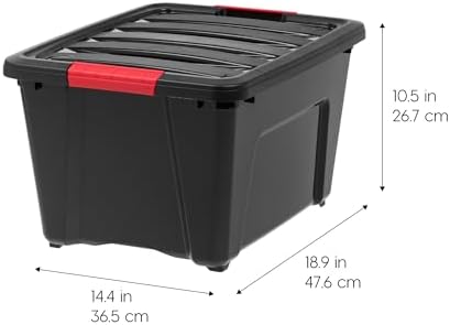 IRIS USA 6-Pack 32 Quart Storage Bins with Lids, Black - Image 2