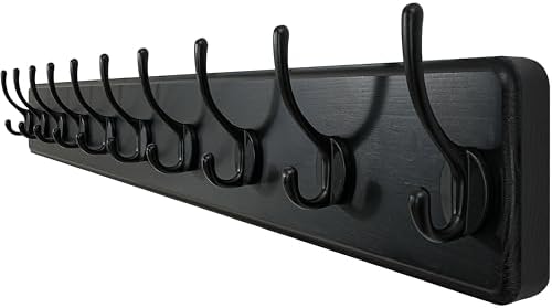 WEBI Coat Rack Wall Mount,38 9/16" Long,10 Hooks,Coat Hooks Wall Mounted Large Coat Hanger Wall Hooks for Hanging Coats,Clothes,Jacket,Hats,Entryway,Black by WEBI